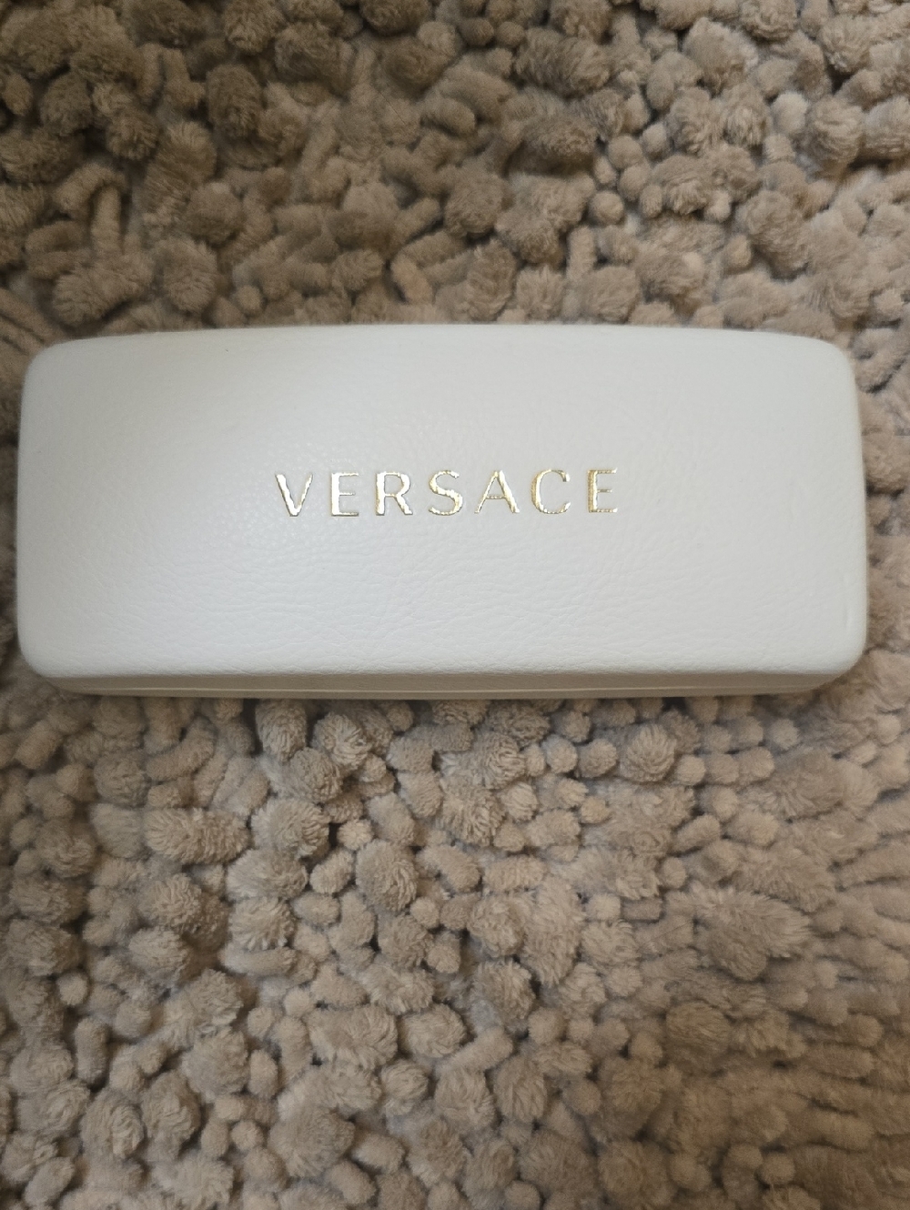Versace White Sunglasses Case with Gold Logo‎ And Cleaning Cloth